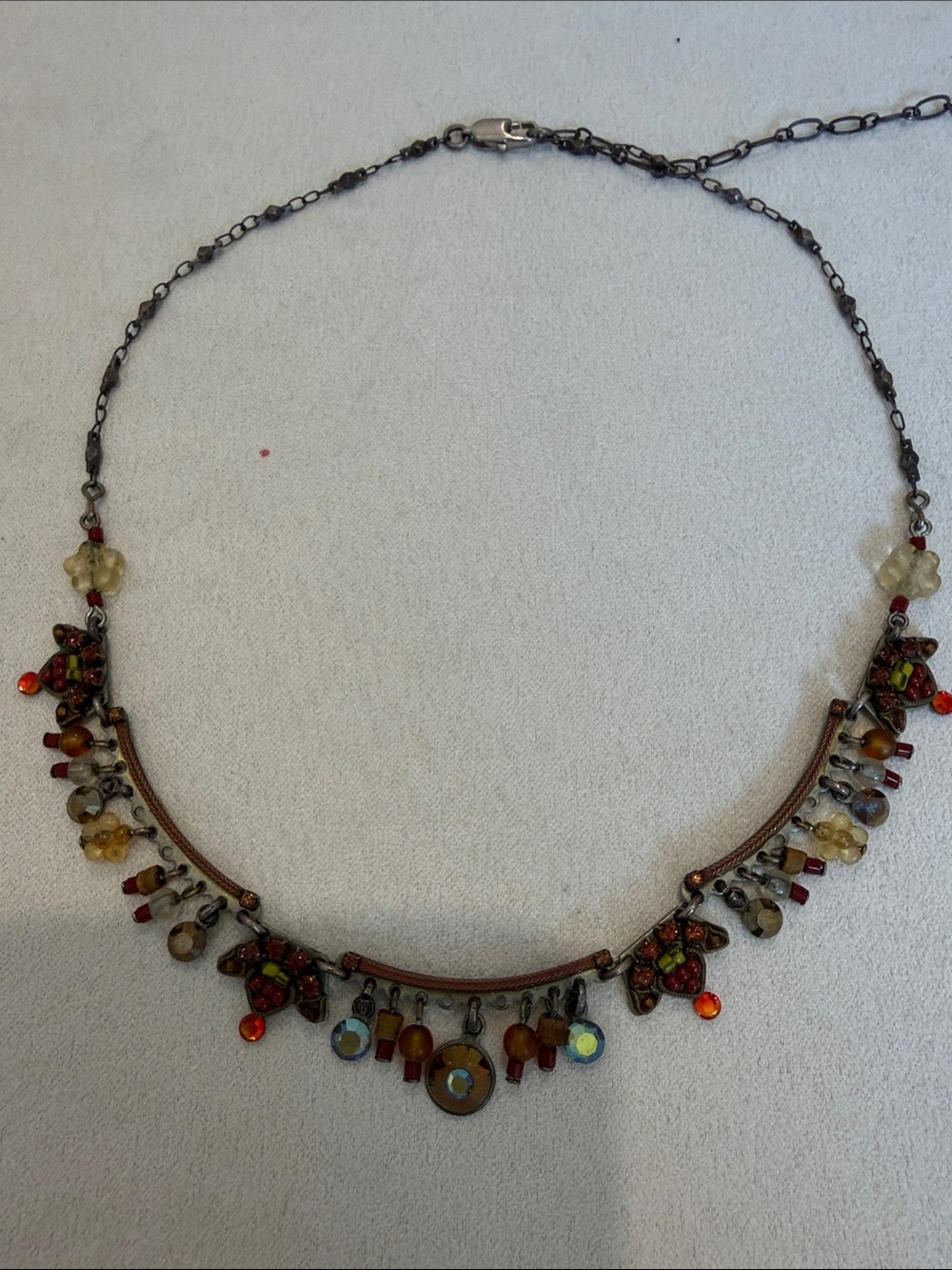 Ayala Bar Handmade Boho Multi-Bead Necklace in Brown and Amber